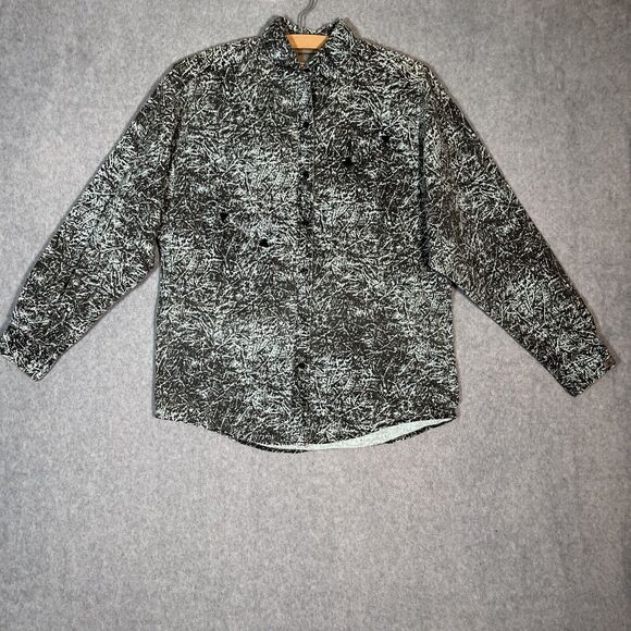 Rockies Rocky Mountain Western Shirt M Black Turquoise Crinkle Print Cowgirl - Picture 1 of 12